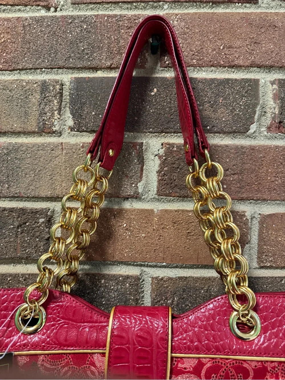 Sharif Ref Tote Bag with Gold Chain Handles